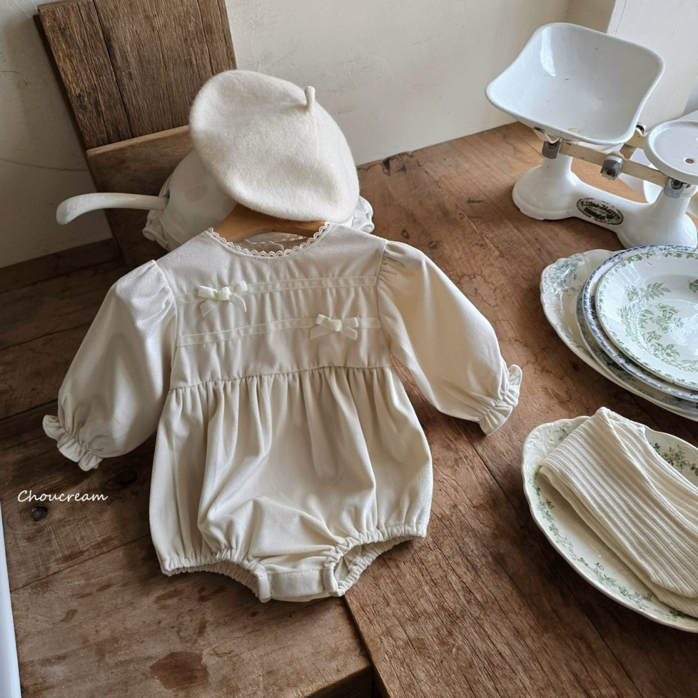 Choucream 包屁衣 슈크림 벨벳리본슈트-細節圖2