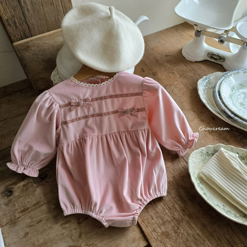 Choucream 包屁衣 슈크림 벨벳리본슈트-細節圖3