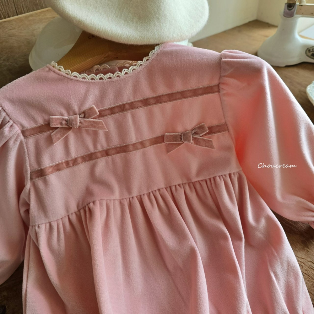 Choucream 包屁衣 슈크림 벨벳리본슈트-細節圖5