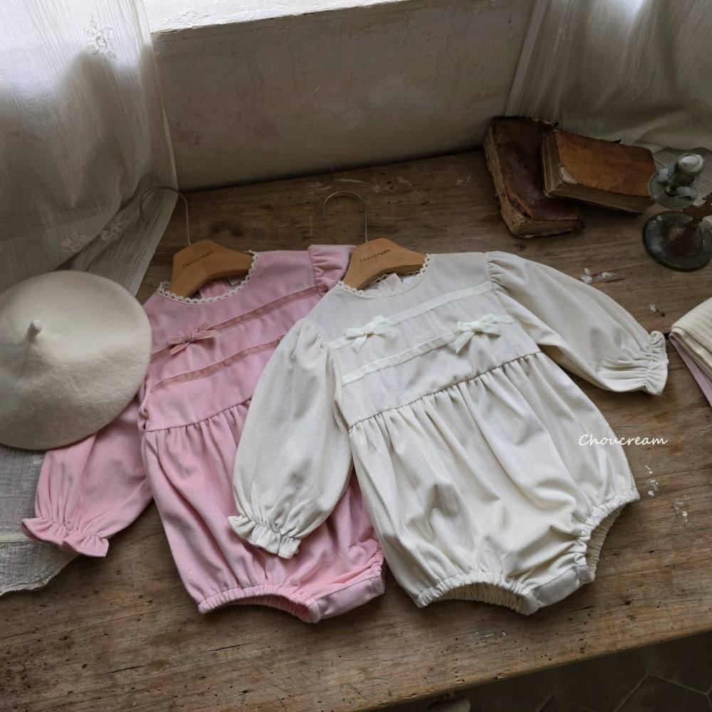 Choucream 包屁衣 슈크림 벨벳리본슈트-細節圖6