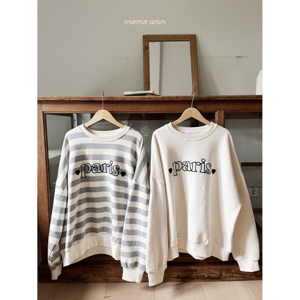 Momoann 媽媽上衣 親子裝 모모앤 파리맨투맨 (Mom)-細節圖2