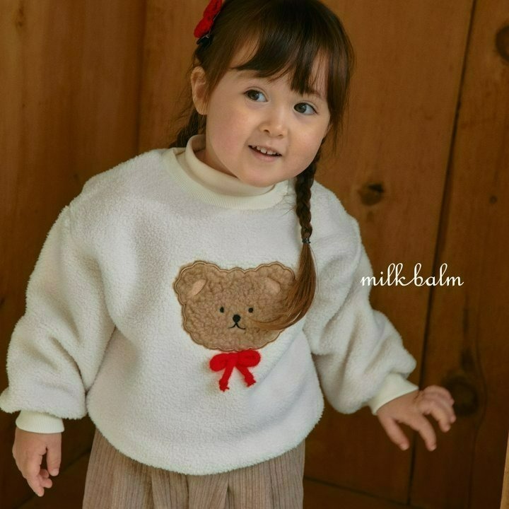 Milkbalm 上衣 밀크밤 곰돌이자수맨투맨-細節圖3