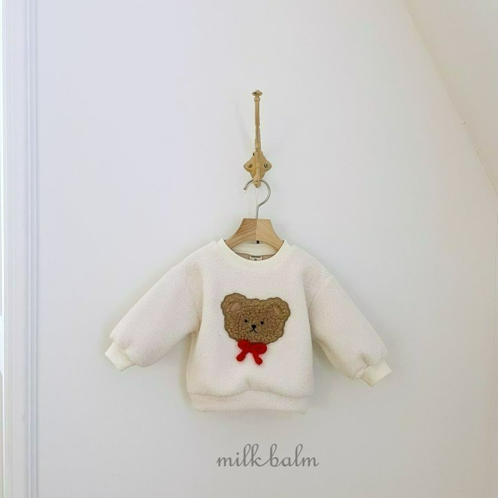 Milkbalm 上衣 밀크밤 곰돌이자수맨투맨-細節圖7