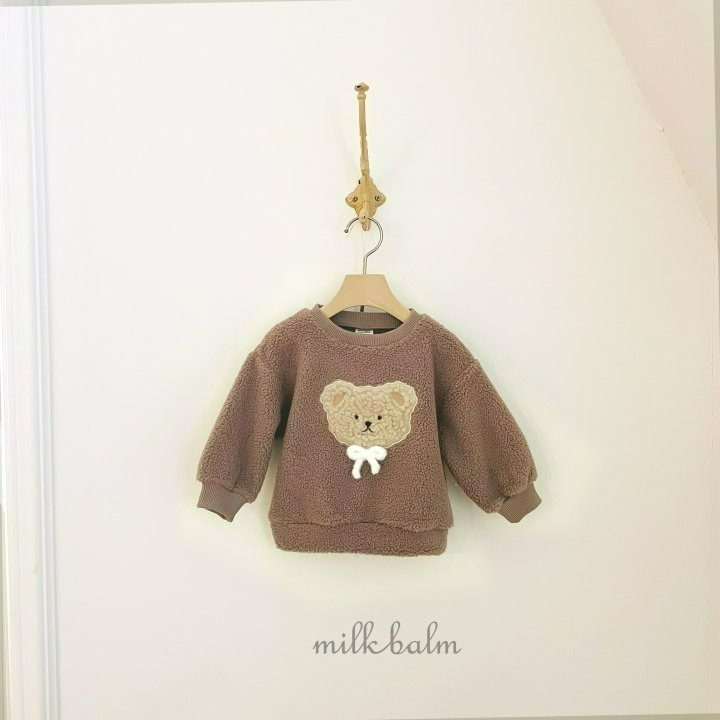 Milkbalm 上衣 밀크밤 곰돌이자수맨투맨-細節圖8
