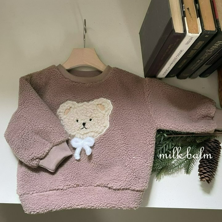 Milkbalm 上衣 밀크밤 곰돌이자수맨투맨-細節圖9