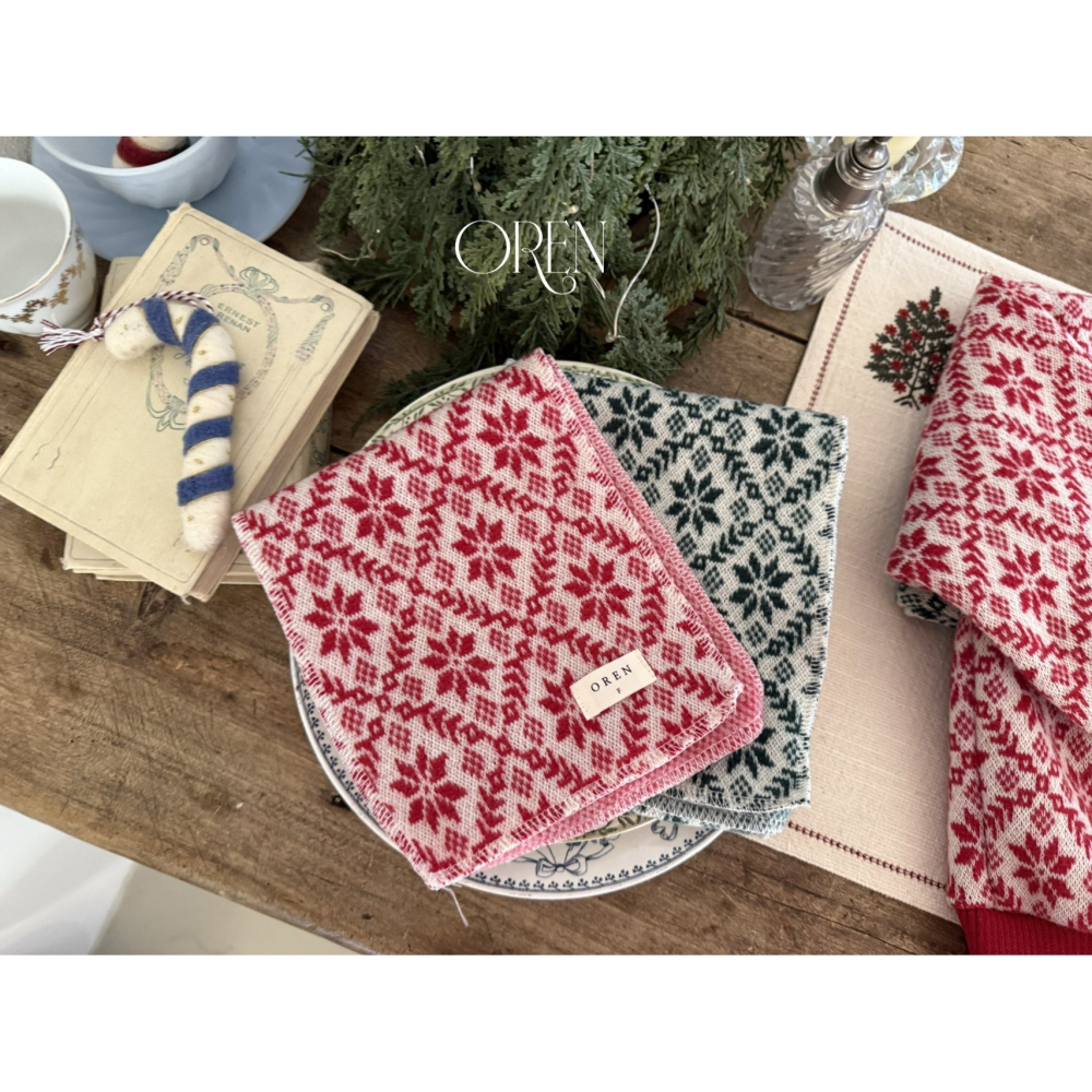 OREN 上衣 (含圍巾) (聖誕) 오렌 눈꽃 니트 맨투맨(머플러포함) (크리스마스)-細節圖7