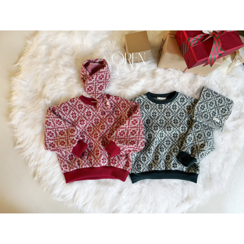 OREN 上衣 (含圍巾) (聖誕) 오렌 눈꽃 니트 맨투맨(머플러포함) (크리스마스)-細節圖10