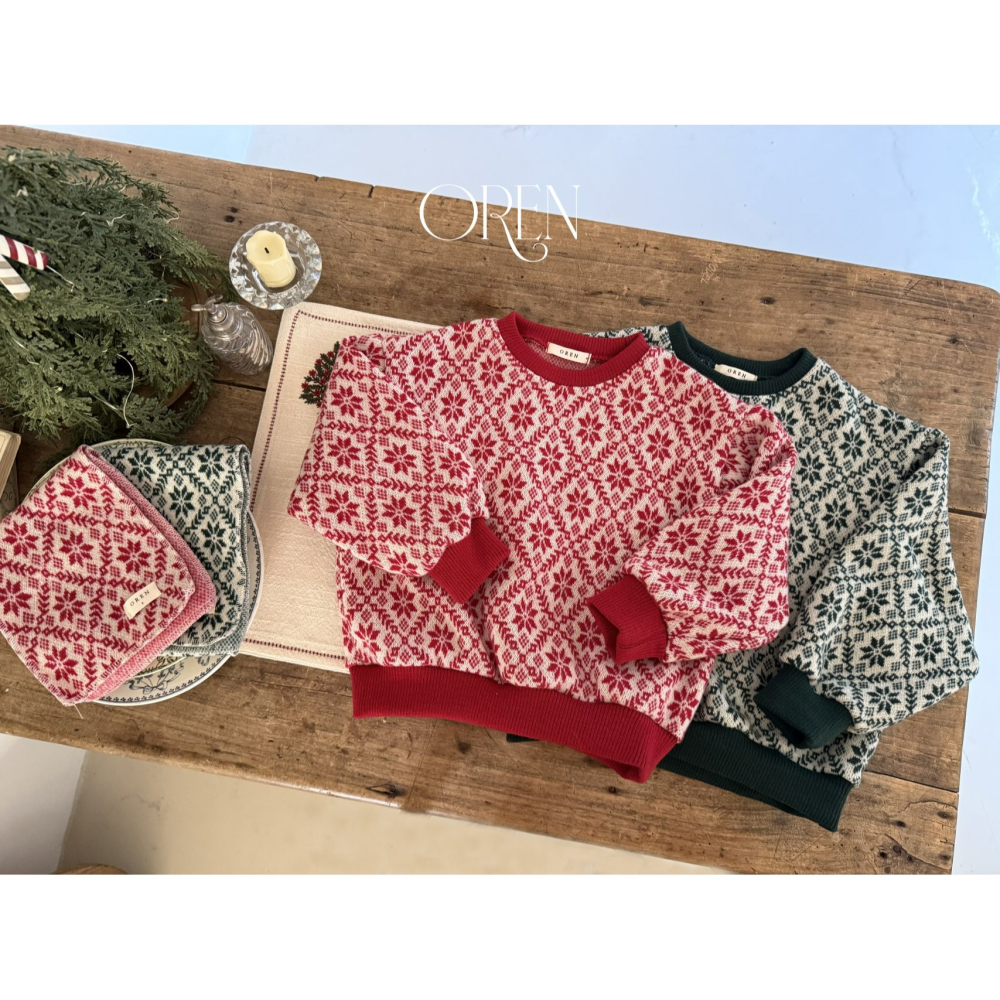 OREN 上衣 (含圍巾) (聖誕) 오렌 눈꽃 니트 맨투맨(머플러포함) (크리스마스)-細節圖11