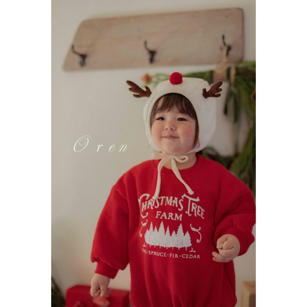 OREN 包屁衣 (聖誕) 오렌 기모 맨투맨슈트 (크리스마스)-細節圖3