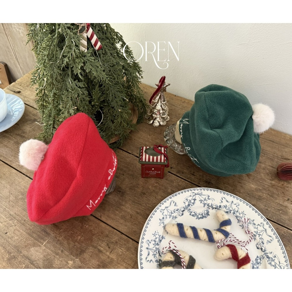OREN 帽子 (聖誕) 오렌 이브 털방울 베레모 (크리스마스)-細節圖2
