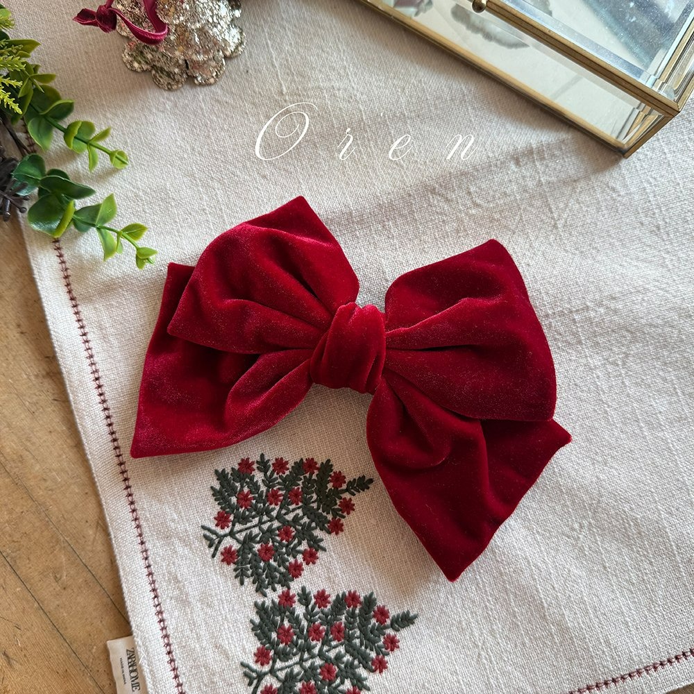 OREN 髮夾 (聖誕) 오렌 노엘 빅리본 핀 (크리스마스)-細節圖2