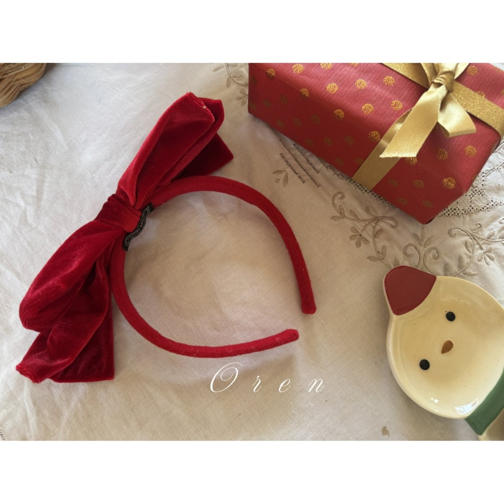 OREN 髮箍 (聖誕) 오렌 노엘 리본 헤어밴드 (크리스마스)-細節圖3