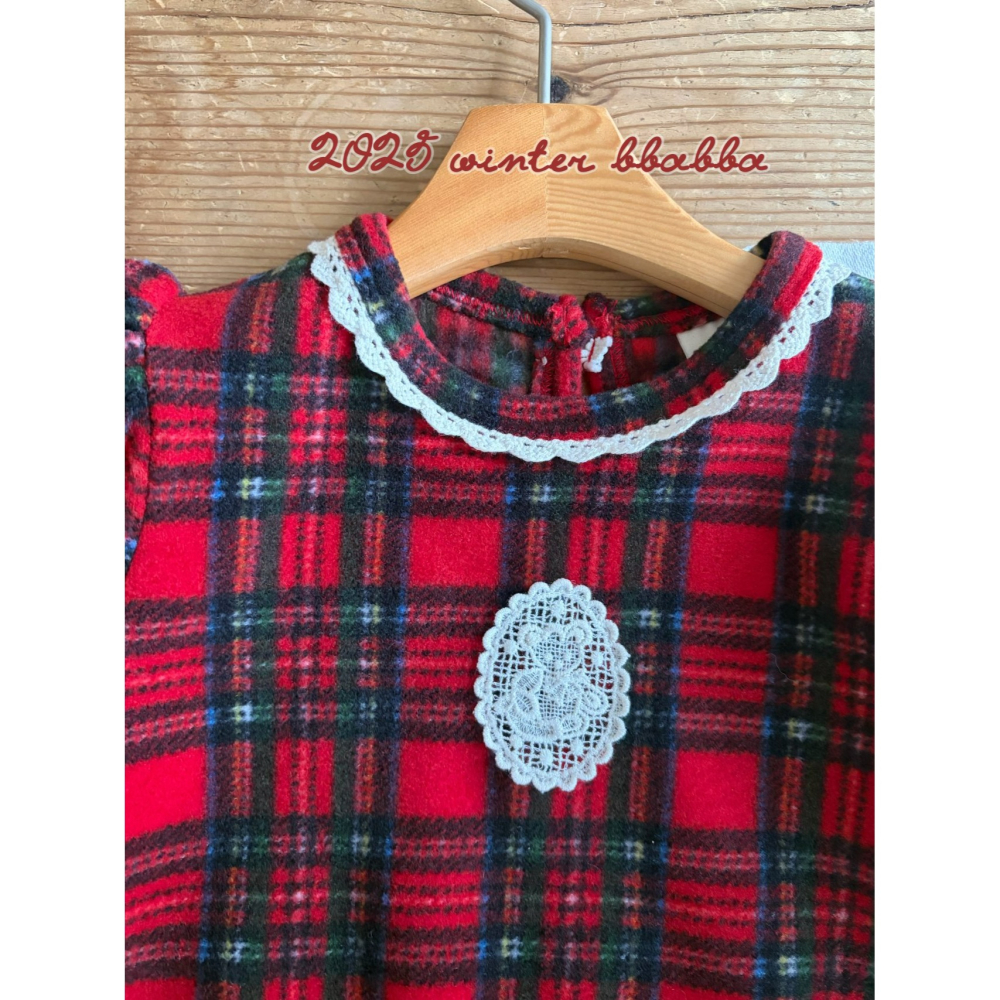 BBABBA 洋裝 빠빠 노엘체크기모OPS 聖誕 크리스마스-細節圖4