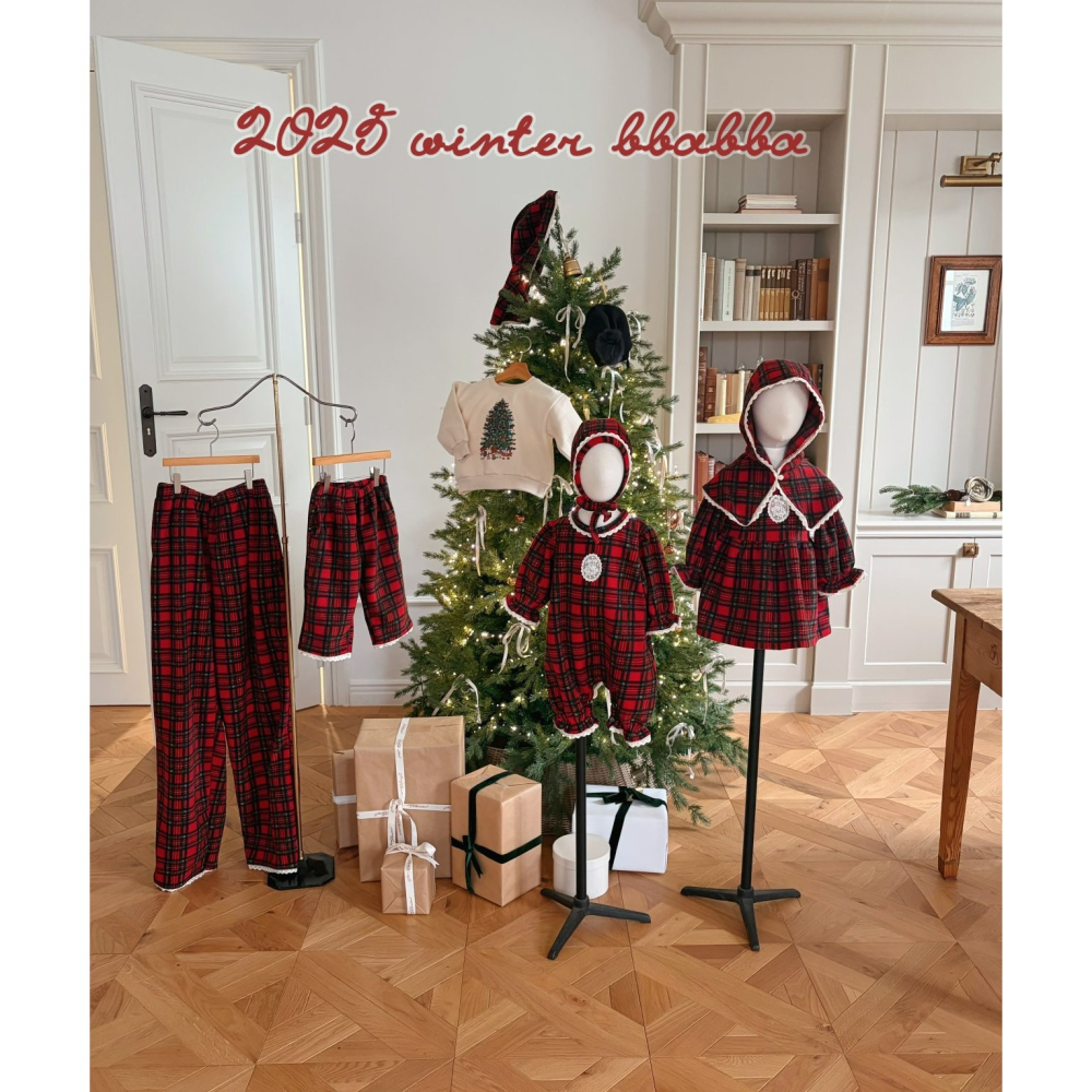 BBABBA 洋裝 빠빠 노엘체크기모OPS 聖誕 크리스마스-細節圖5