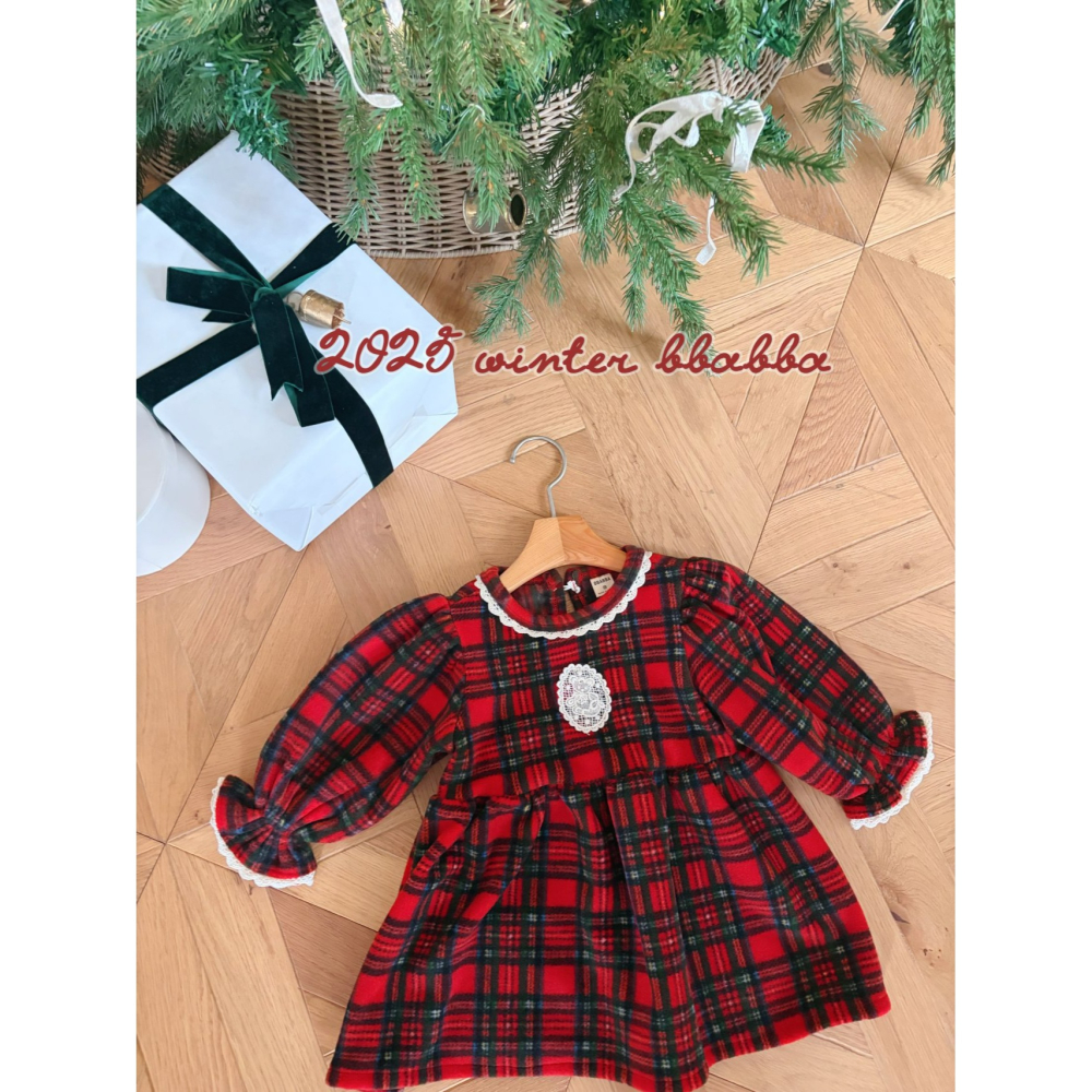 BBABBA 洋裝 빠빠 노엘체크기모OPS 聖誕 크리스마스-細節圖6