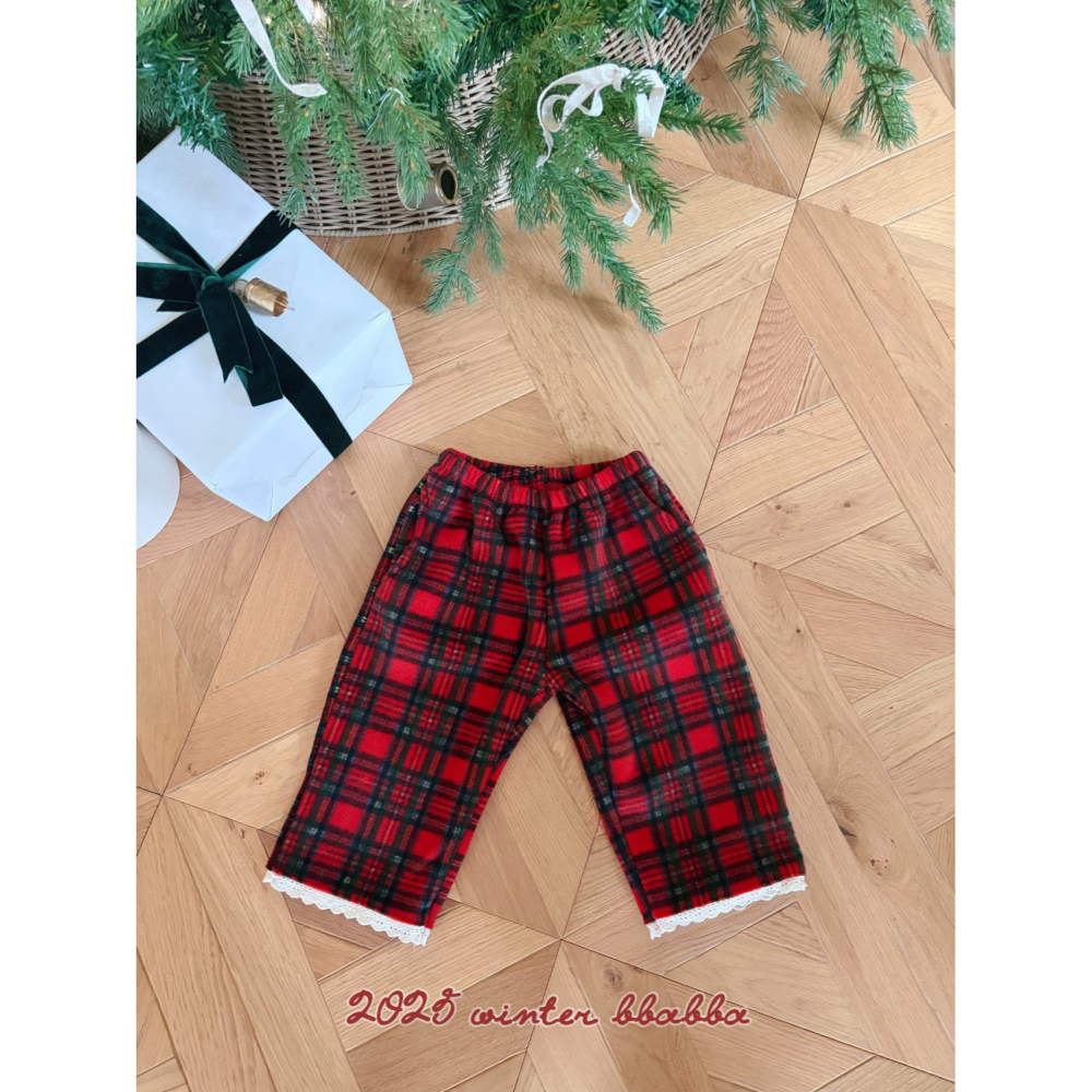 BBABBA 褲子 빠빠 노엘체크기모바지 聖誕 크리스마스-細節圖3