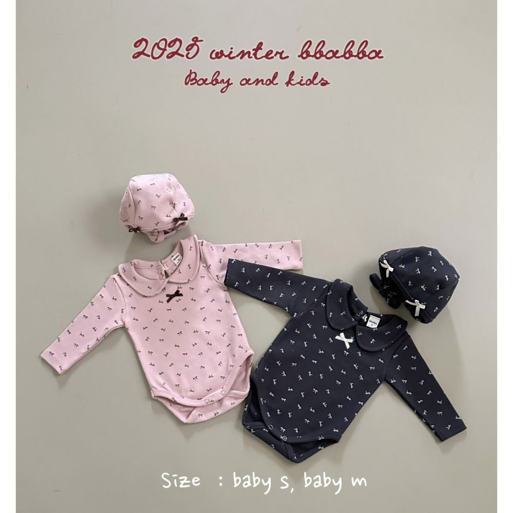 BBABBA 包屁衣 含帽 빠빠 데니리본카라슈트보넷SET-細節圖5