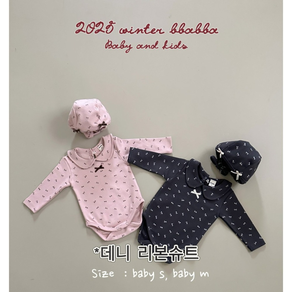 BBABBA 包屁衣 含帽 빠빠 데니리본카라슈트보넷SET-細節圖6