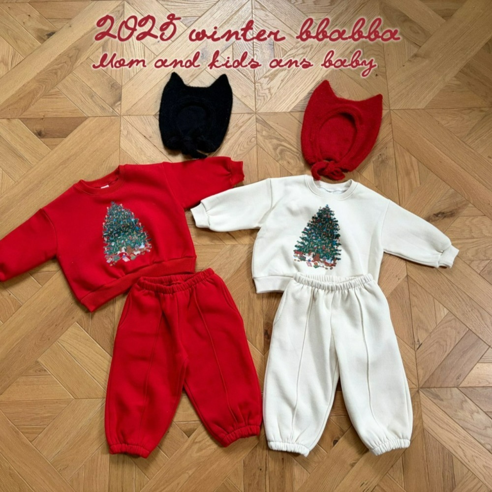 BBABBA 上下套裝 親子裝 빠빠 캐롤기모상하set 키즈맘커플 聖誕 크리스마스-細節圖2