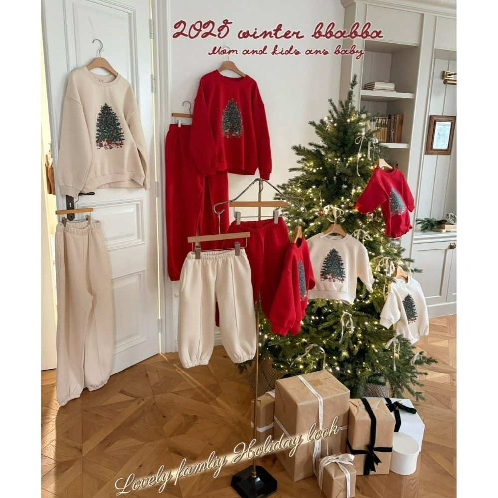BBABBA 上下套裝 親子裝 빠빠 캐롤기모상하set 키즈맘커플 聖誕 크리스마스-細節圖3
