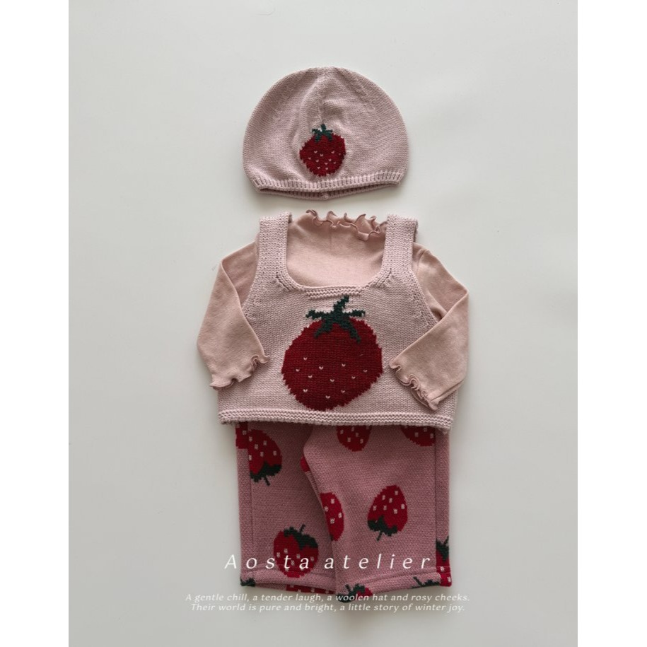 Aosta 帽子 아오스타 니트딸기모자-細節圖2