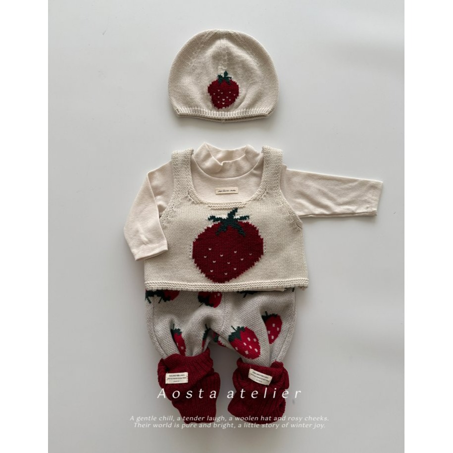 Aosta 帽子 아오스타 니트딸기모자-細節圖5