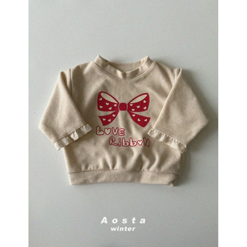 Aosta 上衣 아오스타 러브리본맨투맨-細節圖5