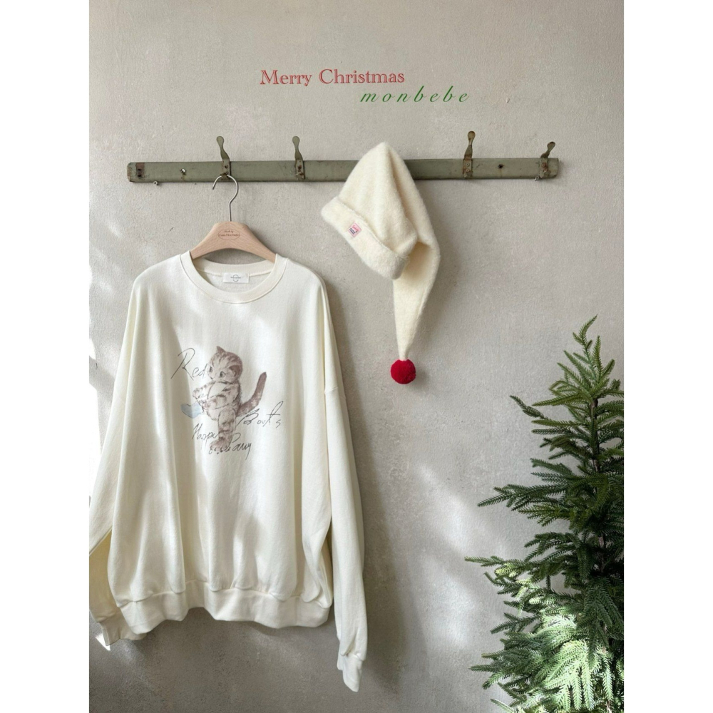 Monbebe 上衣 몽베베 네코맨투맨엄마-細節圖2