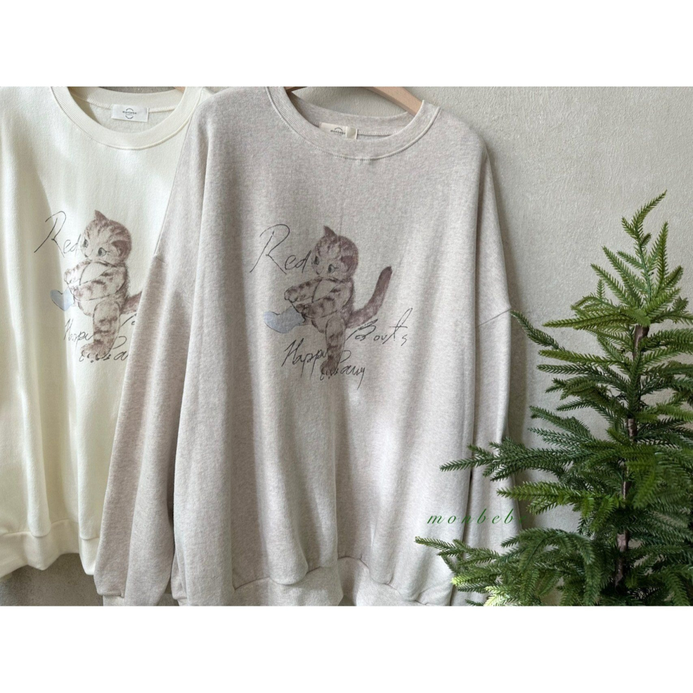 Monbebe 上衣 몽베베 네코맨투맨엄마-細節圖3