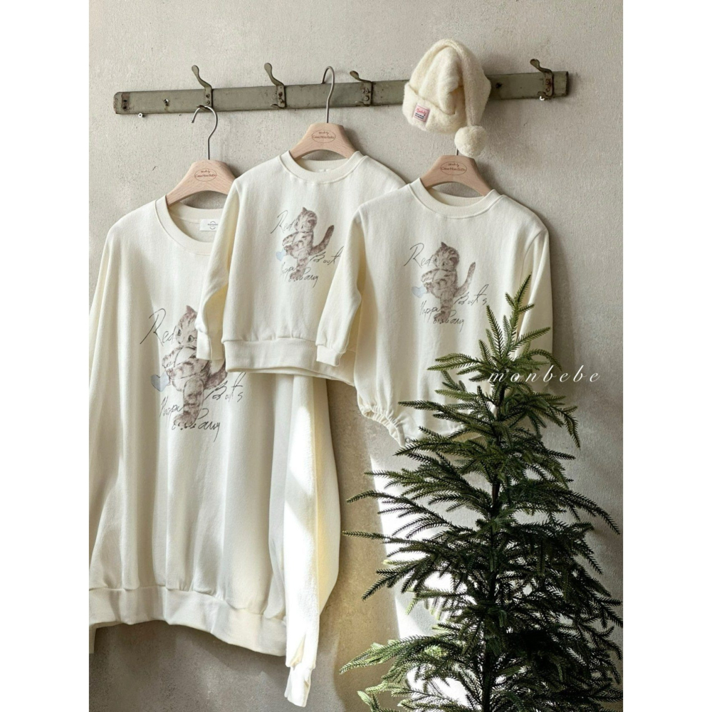 Monbebe 上衣 몽베베 네코맨투맨엄마-細節圖5