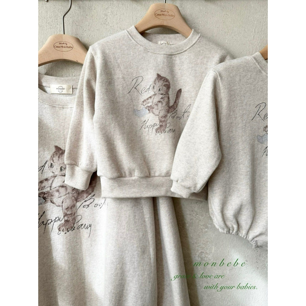 Monbebe 上衣 몽베베 네코맨투맨엄마-細節圖8