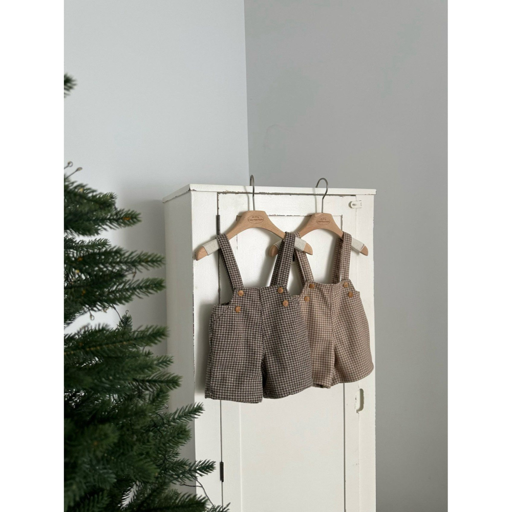 Monbebe 褲子 몽베베 윈도우체크멜빵팬츠-細節圖9