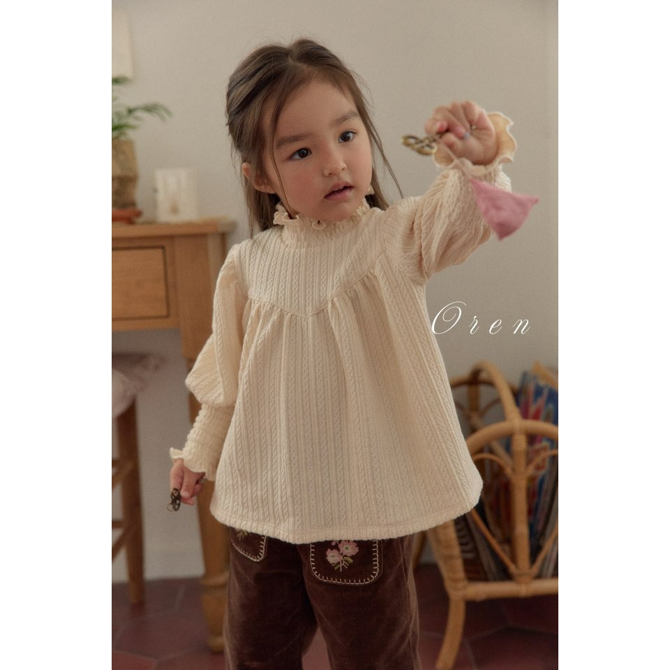 Oren 上衣 오렌 안느스모크티셔츠-細節圖5