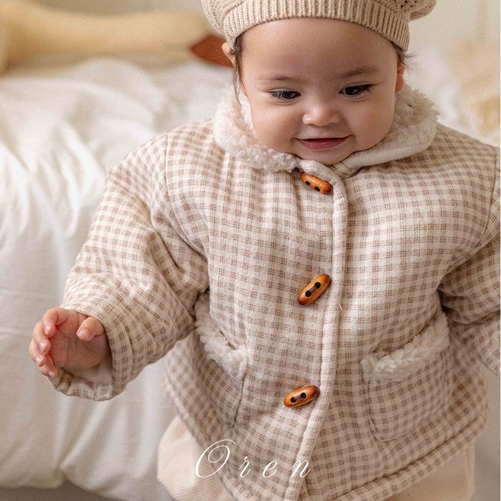 Oren 外套 오렌 치즈잇체크패딩점퍼베베-細節圖2