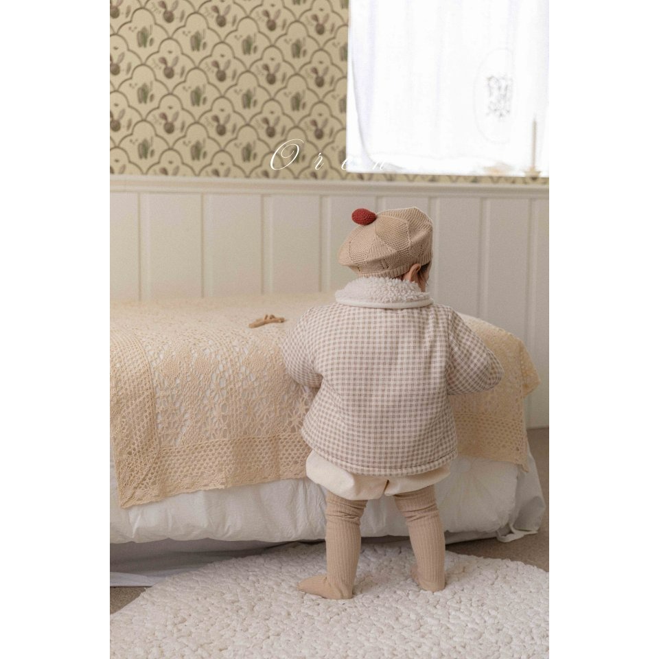 Oren 外套 오렌 치즈잇체크패딩점퍼베베-細節圖3