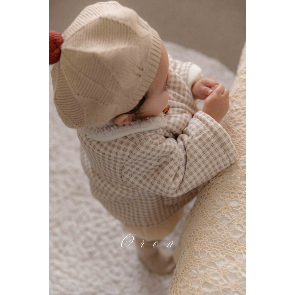 Oren 外套 오렌 치즈잇체크패딩점퍼베베-細節圖4