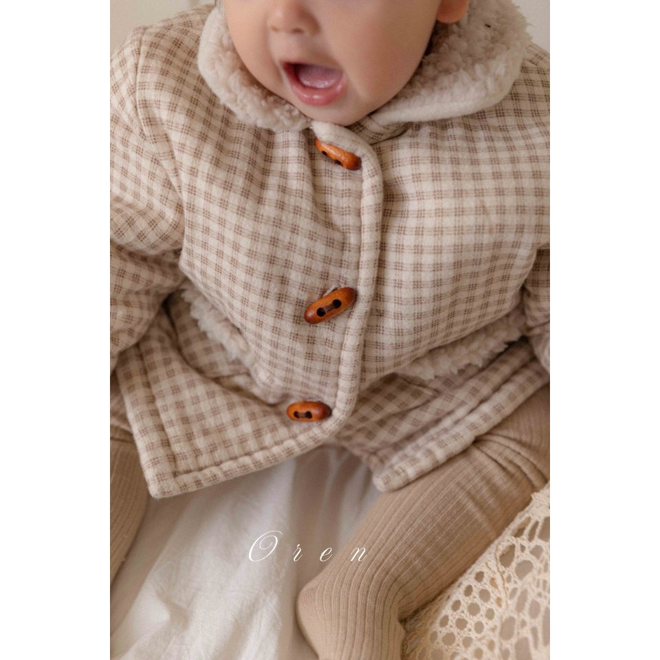Oren 外套 오렌 치즈잇체크패딩점퍼베베-細節圖6