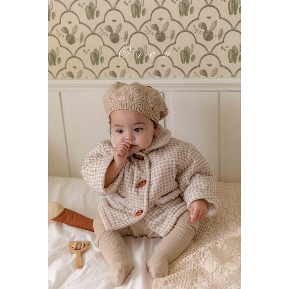 Oren 外套 오렌 치즈잇체크패딩점퍼베베-細節圖8