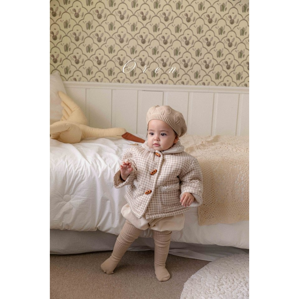 Oren 外套 오렌 치즈잇체크패딩점퍼베베-細節圖9