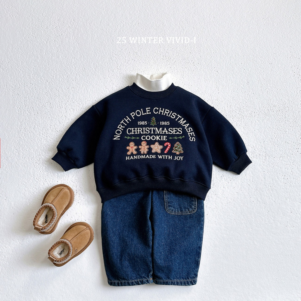 VIVID I 上衣 비비드아이 크리스마스쿠키맨투맨-細節圖8