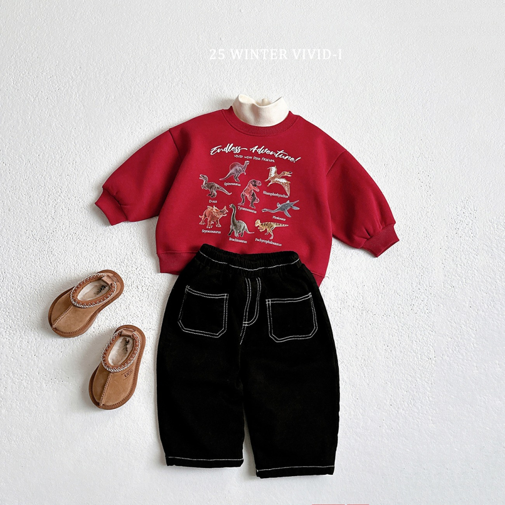 VIVID I 上衣 비비드아이 기모미니공룡맨투맨-細節圖10