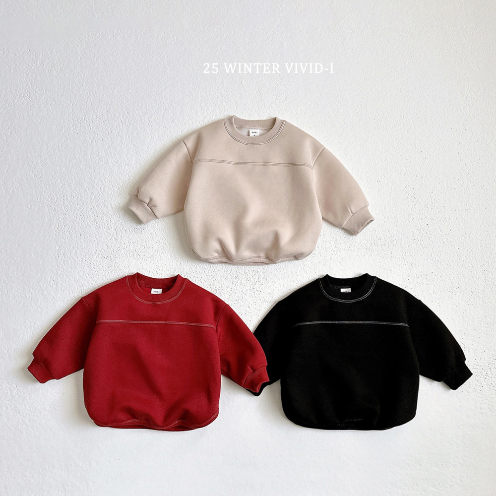 VIVID I 上衣 비비드아이 기모스티치맨투맨-細節圖2