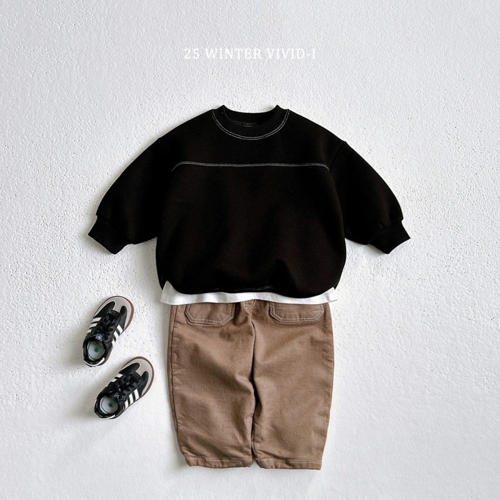 VIVID I 上衣 비비드아이 기모스티치맨투맨-細節圖4