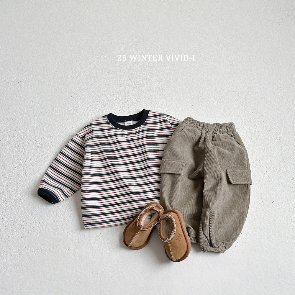 VIVID I 上衣 비비드아이 기모멀티줄맨투맨-細節圖3