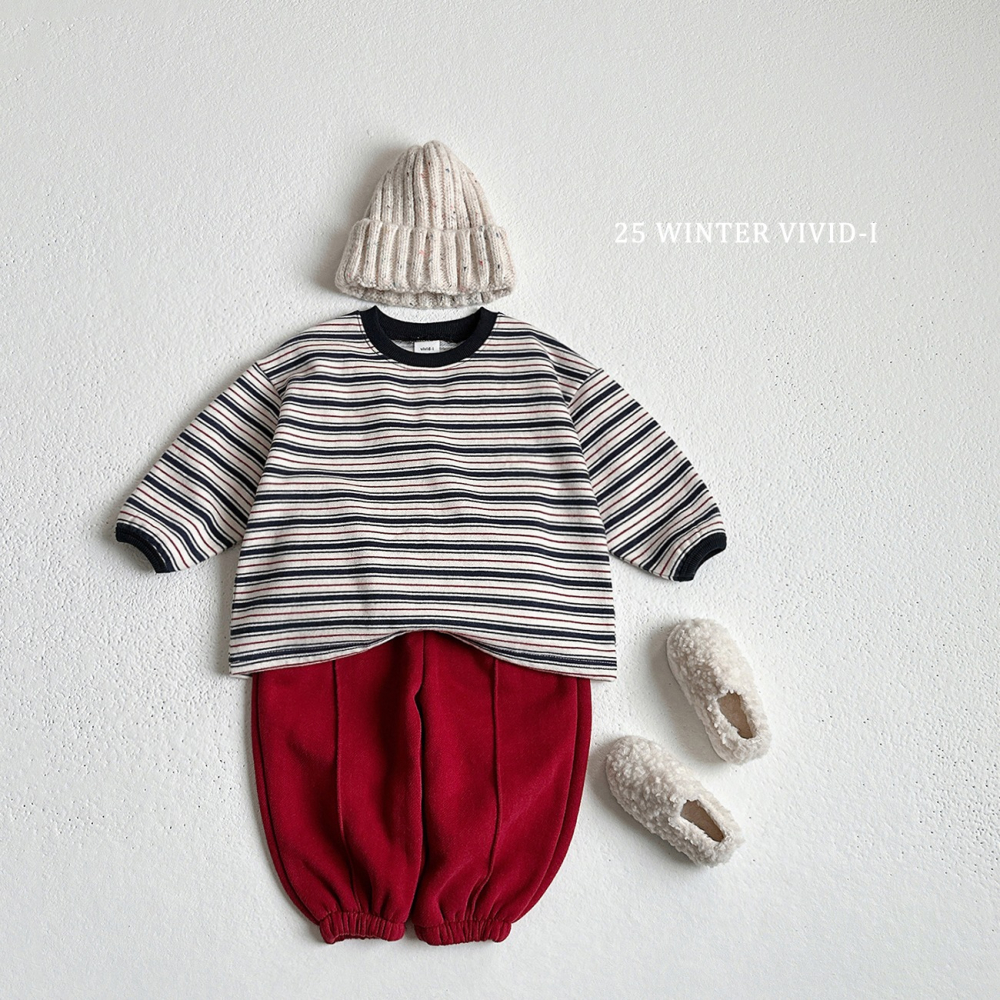 VIVID I 上衣 비비드아이 기모멀티줄맨투맨-細節圖4