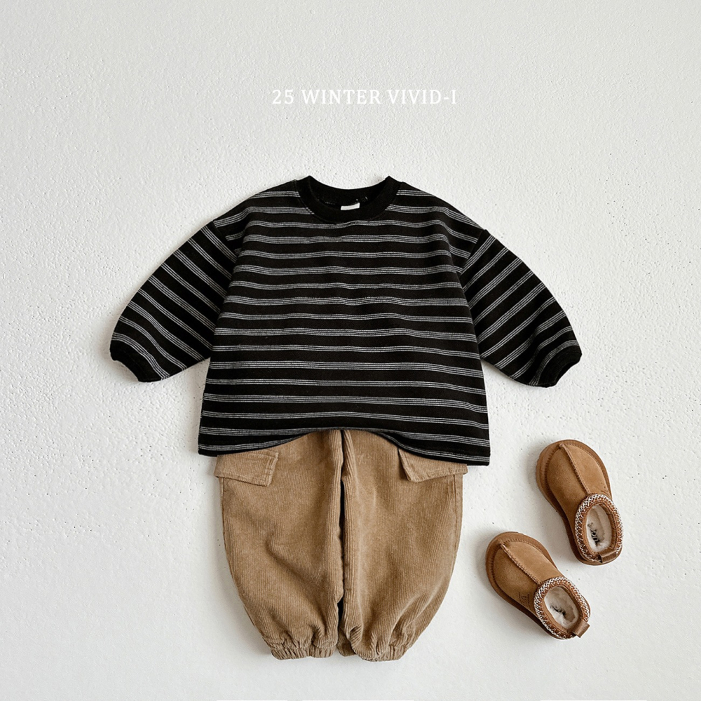 VIVID I 上衣 비비드아이 기모멀티줄맨투맨-細節圖6