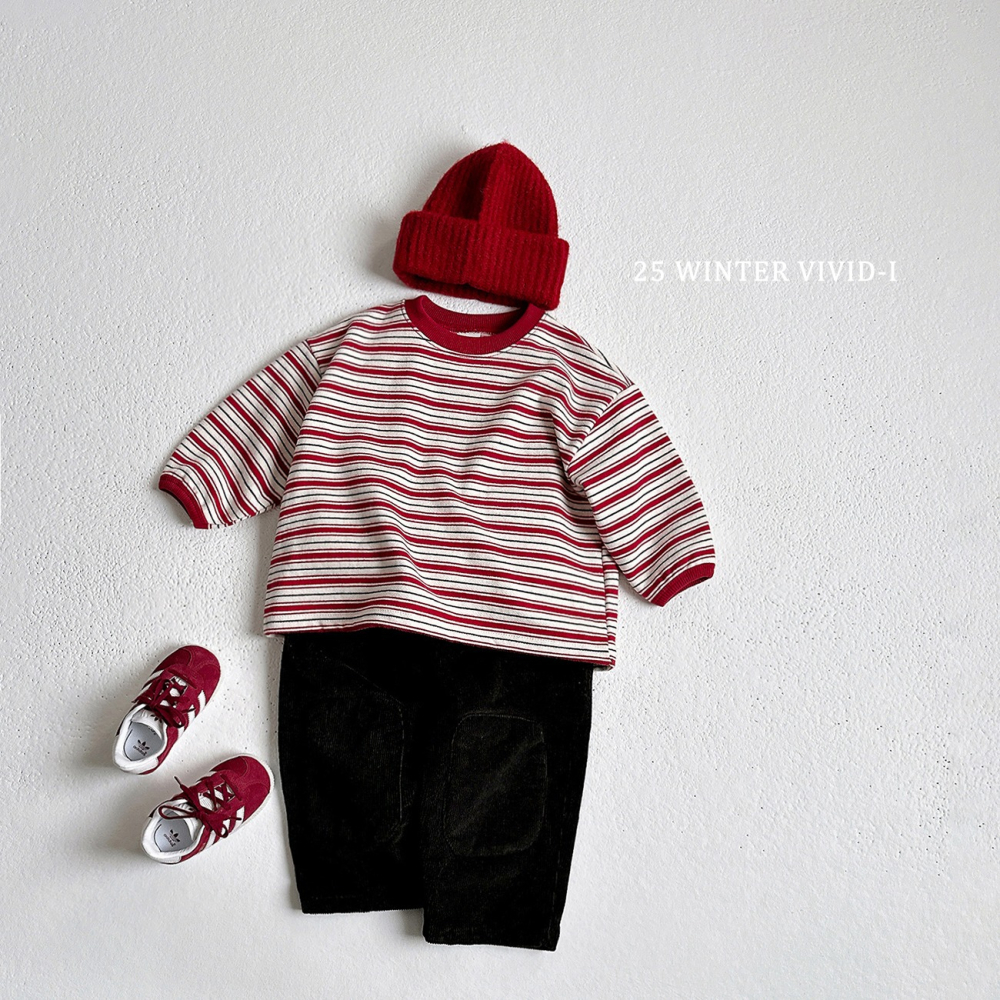 VIVID I 上衣 비비드아이 기모멀티줄맨투맨-細節圖8