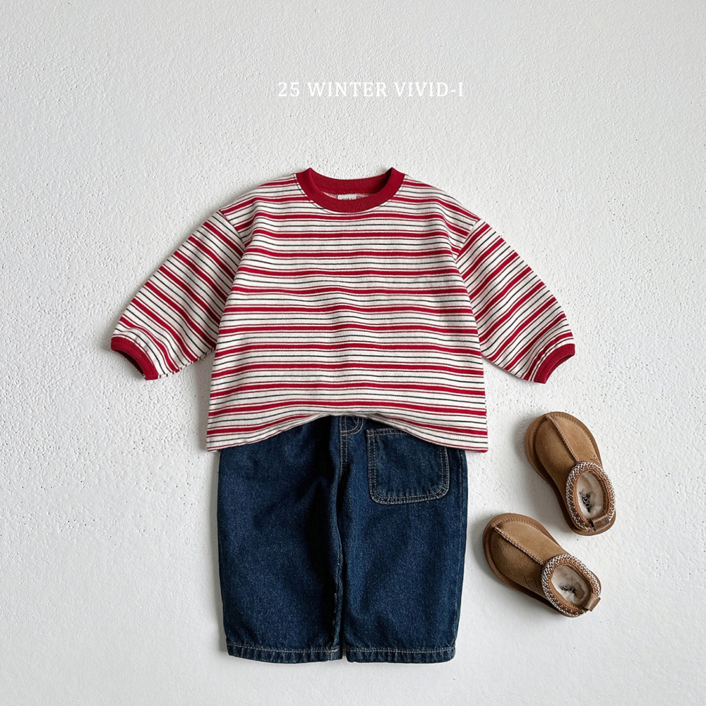 VIVID I 上衣 비비드아이 기모멀티줄맨투맨-細節圖9