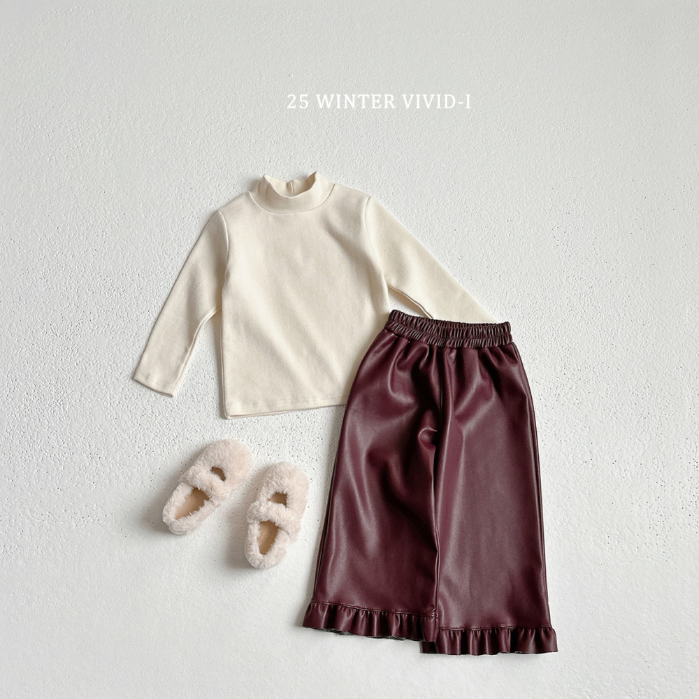 VIVID I 褲子 비비드아이 기모가죽프릴바지-細節圖7