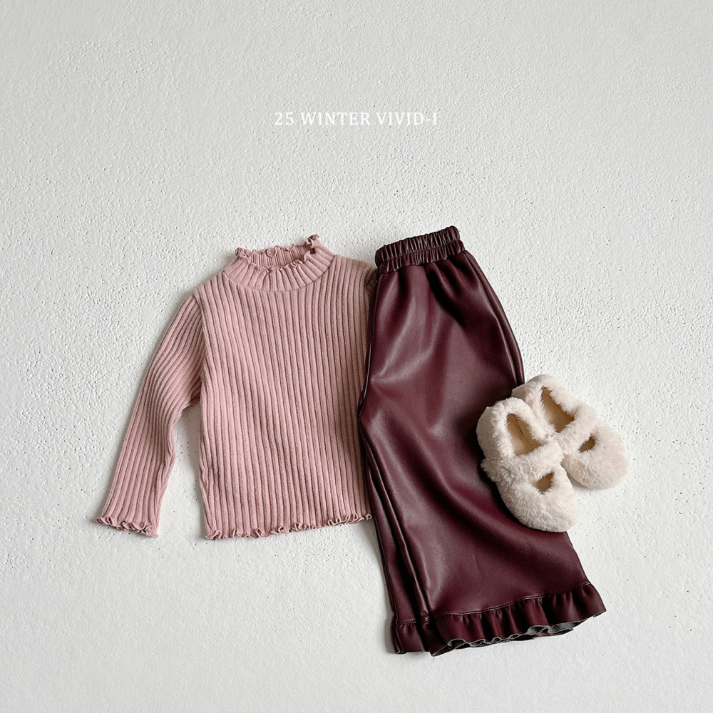 VIVID I 褲子 비비드아이 기모가죽프릴바지-細節圖8